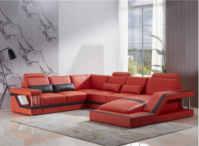 Design Couch Luxury Couches Leather Sofa Seat Corner Suite Upholstery Corner Couch Red